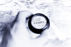 Map of Egypt with magnifying Glass